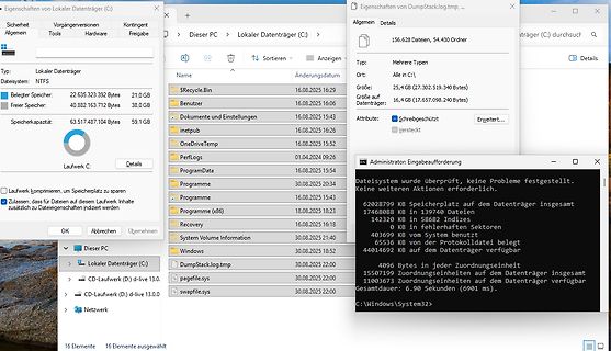 Windows Explorer Fenster mit Dateiliste und Eigenschaften