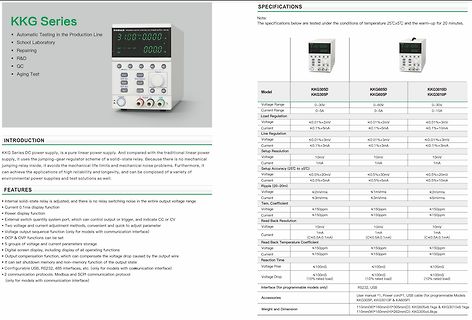 Datenblatt der KKG Series Labornetzteile