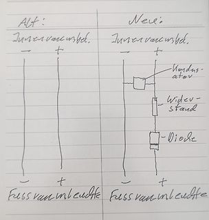 Handgezeichneter Vergleich zweier Schaltpläne