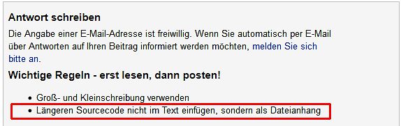Regeln für Forenbeiträge