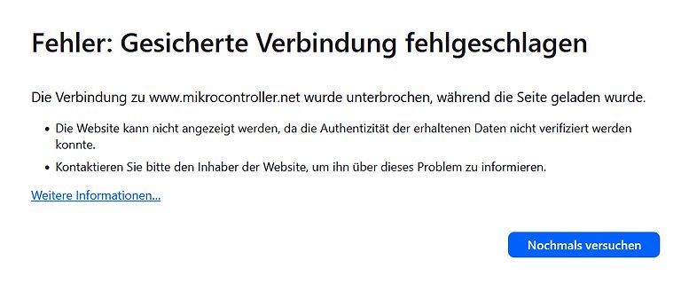 Fehlermeldung einer gesicherten Verbindung