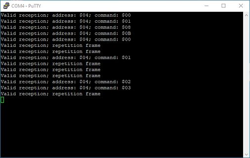 PuTTY Terminal-Ausgabe von seriellen Datenpaketen