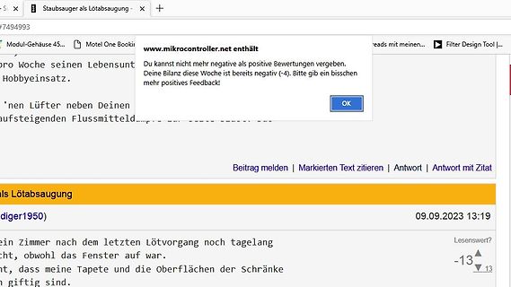 Screenshot eines Forenbeitrags auf mikrocontroller.net