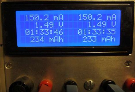 Display eines Ladegeräts oder Batterietesters
