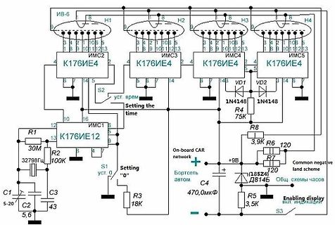 Schaltplan mit K176IE4 und K176IE12 ICs