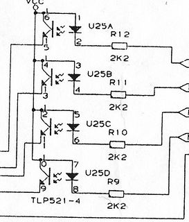 Schaltplan mit Optokopplern TLP521-4