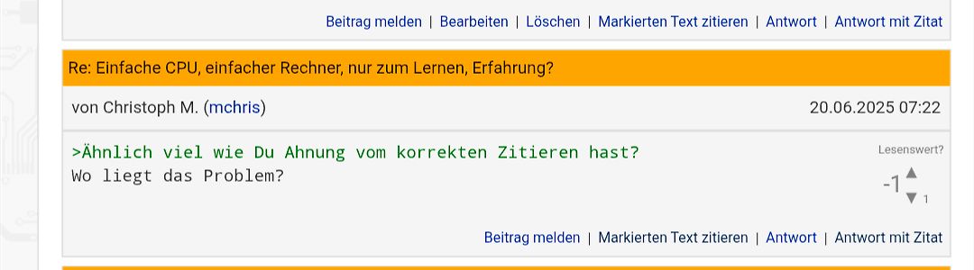 Ausschnitt aus einem Internetforum