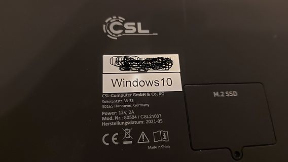 Typenschild eines CSL-Computers