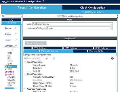Konfiguration der SPI2 Schnittstelle in einer Software