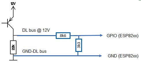 Schaltplan Pegelwandler 12V zu ESP82xx GPIO