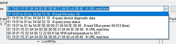 Screenshot von Kommunikationsprotokoll-Datenpaketen