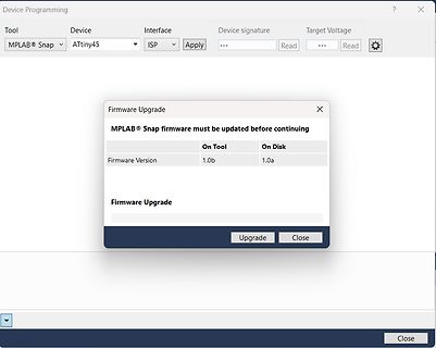Firmware Upgrade Dialogfeld MPLAB Snap