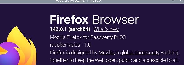 Informationen zur Firefox Browser Version für Raspberry Pi OS