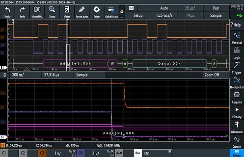 Oszilloskop-Screenshot mit digitalen Signalen