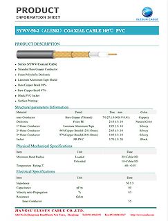Produktdatenblatt für SYWV-50-2 Koaxialkabel