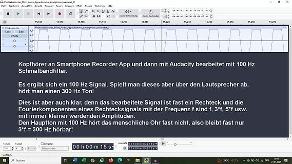 Audacity Wellenform mit Textüberlagerung