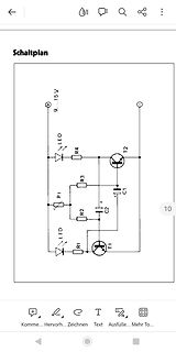 Schaltplan einer Schaltung mit LEDs und Transistoren