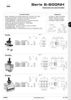 Datenblatt Serie 6-600NH Hebelschalter