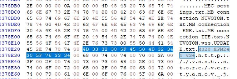 Hexadezimaler Hex-Editor Ausschnitt