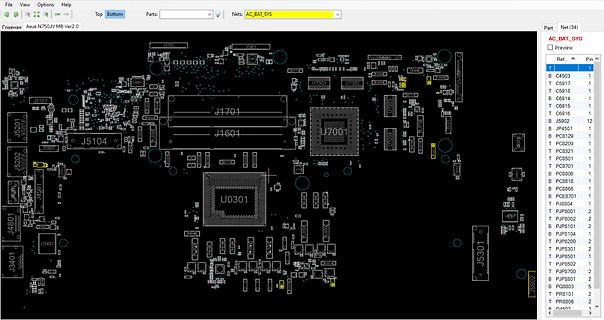 CAD-Ansicht eines Leiterplatten-Layouts