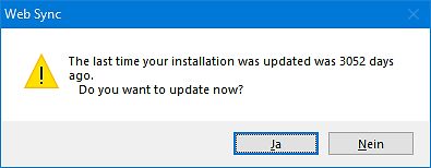 Update-Dialogfeld von Web Sync