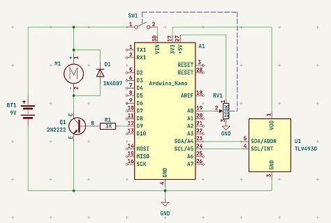 Schaltplan mit Arduino Nano, Motor und TLV493D