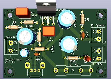 PCB-Layout eines TDA2003 Audio-Verstärkers