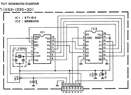 Schaltplan TU-7 mit IC1 S7116A und IC2 MB88306