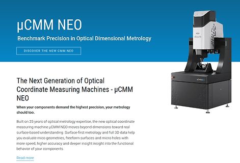 Werbebanner für µCMM NEO optische Koordinatenmessmaschine