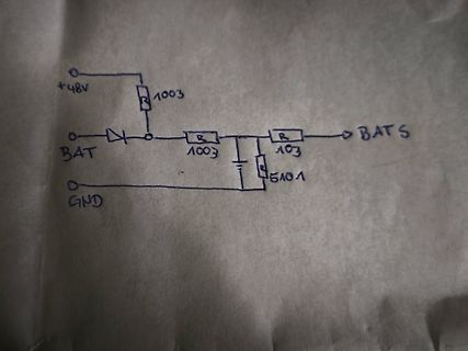 Handgezeichneter Schaltplan mit Widerständen und Diode