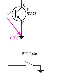 Schaltplan mit BC547 Transistor und PTT-Taste