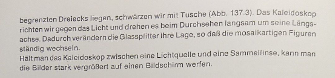 Textauszug über ein Kaleidoskop