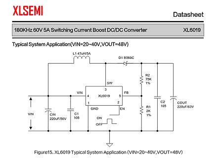 Schaltplan eines XL6019 Boost DC/DC Konverters