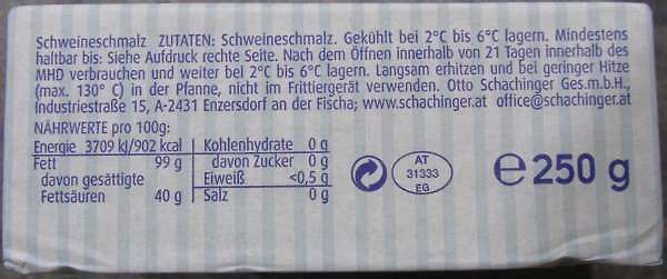 Nährwertangaben auf einer Verpackung