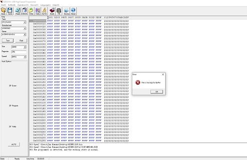 Software-Screenshot eines USB High Speed Programmers