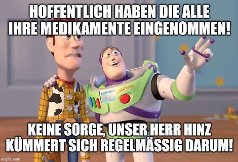 Toy Story Meme mit Woody und Buzz Lightyear