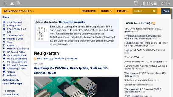 Screenshot der Website mikrocontroller.net