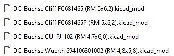 Dateiliste von KiCad-Footprint-Modulen
