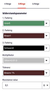 Software zur Bestimmung von Widerstandswerten per Farbring