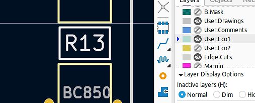 Ausschnitt eines PCB-Layout-CAD-Programms mit Layer-Liste