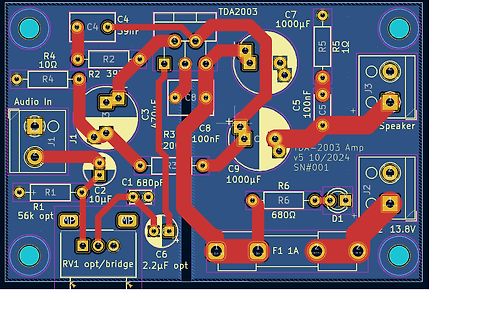 PCB-Layout eines TDA2003 Audio-Verstärkers