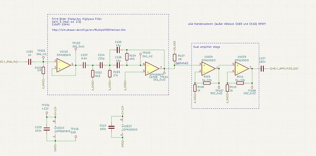 Schaltplan eines Third Order Chebyshev Highpass Filters