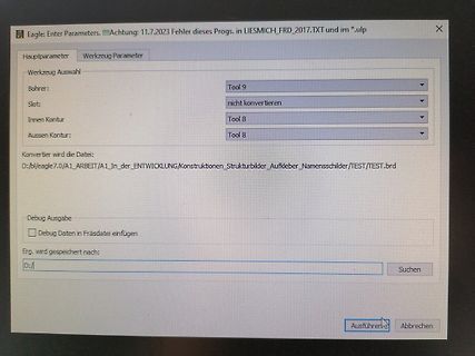 Fehlermeldung in einer Software-Dialogbox