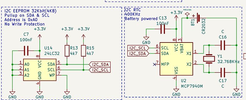 Schaltplan eines I2C EEPROM und RTC Moduls