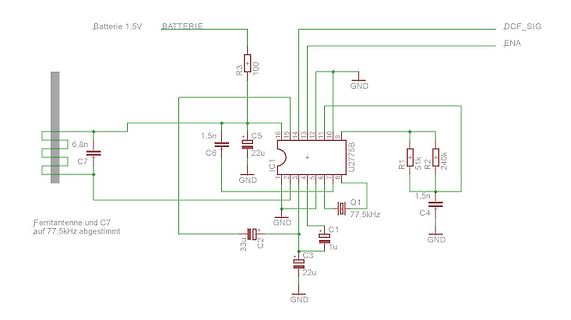 Schaltplan einer DCF-Antenne mit U2775B