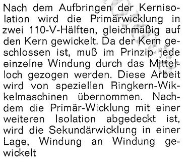 Textauszug über Wickelprozess eines Kerns