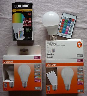 Verpackung und LED-Glühbirne mit Fernbedienung