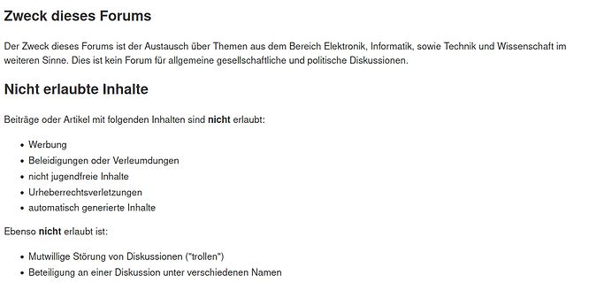 Regeln und Forenzweck eines deutschsprachigen Forums