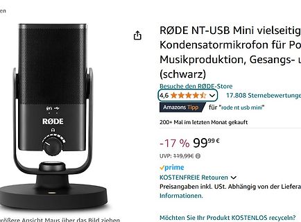 RØDE NT-USB Mini Kondensatormikrofon