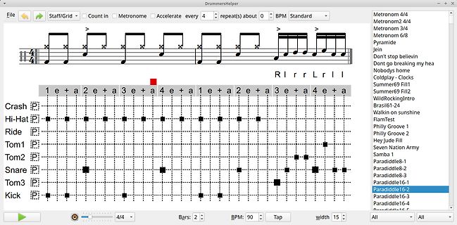 DrummerHelper Software Musiknoten und Drum Pattern Editor